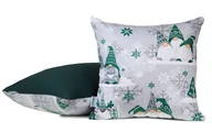 Pozostałe akcesoria świąteczne - Poszewka świąteczna 40x40 szara w zielone skrzaty - miniaturka - grafika 1