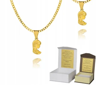 Złoty łańcuszek srebro Medalik Madonna Matka Boska 45 cm DEDYKACJA P4M27 - Biżuteria dla dzieci - miniaturka - grafika 1