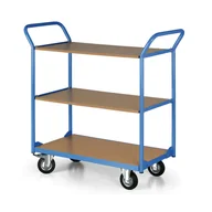 Wózki magazynowe - Wózek półkowy, 3 półki 500 x 800 mm, koła 125 mm z czarną gumą - miniaturka - grafika 1