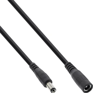 Kabel zasilający InLine InLine® DC extension cable, DC plug male/female 5.5x2.1mm, AWG 18, black, 0,5m - Kable - miniaturka - grafika 1