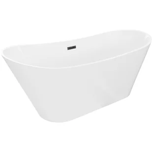 Mexen Dora wanna wolnostojąca 160 x 75 cm, biała, przelew czarny - 52071607500-70 - Wanny - miniaturka - grafika 1