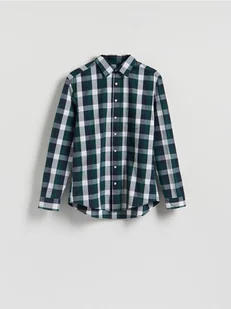 Reserved - Koszula regular fit w kratę - ciemnozielony - Koszule męskie - miniaturka - grafika 1