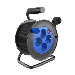 Orno Przedłużacz bębnowy MINI 4 gniazda 2P+Z schuko metalowy stojak polwinit H05VV-F 3x1.5mm2 15m OR-AE-13171 GS 15M - Przedłużacze i rozgałęźniki - miniaturka - grafika 1