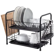 Suszarki do naczyń - SUSZARKA OCIEKACZ DO NACZYŃ DWU POZIOMOWA E-8154 CZARNA - miniaturka - grafika 1