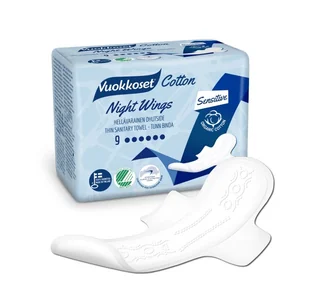 Vuokkoset VUOKKOSET Cotton Night Wings 9 szt.) wkładki higieniczne - Wkładki higieniczne - miniaturka - grafika 2