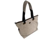 Torebki damskie - Torebka Damska Shopper Z Przegrodą Duża Beżowa Praktyczna Torba Na Ramię - miniaturka - grafika 1