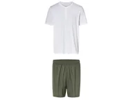 Piżamy męskie - LIVERGY® Piżama męska (t-shirt + szorty) (Biały/khaki, S (44/46)) - miniaturka - grafika 1