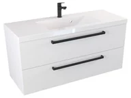 Szafki łazienkowe - Szafka Wisząca Z Umywalką ATH 100 cm - Biały Mat - Uchwyty Czarne Matowe - miniaturka - grafika 1
