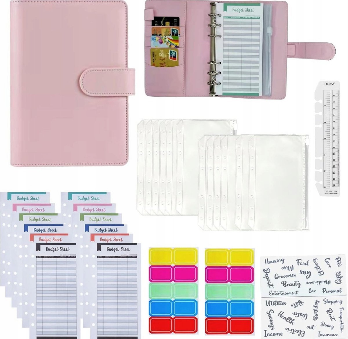 A6 CZERWONY ZESTAW ORGANIZER PLANER BUDŻETOWY ETUI PU