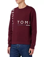 Bluzy męskie - Tommy Hilfiger Męska bluza z grafiką Off Placement, Deep Rouge, M, Deep Rouge - miniaturka - grafika 1