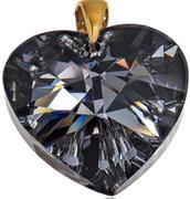 Wisiorki - Kryształy piękny WISIOREK serce SILVER NIGHT złote SREBRO - miniaturka - grafika 1