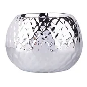 Świeczniki - Świecznik porcelanowy relief srebrny 8,5 x 8,5 x 6 cm - miniaturka - grafika 1