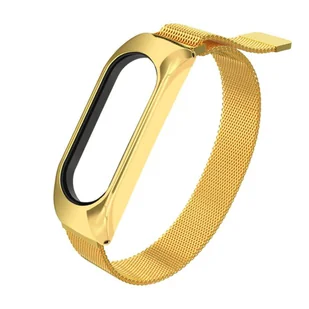 Hurtel Zamienna metalowa opaska bransoleta pasek do Xiaomi Mi Band 5 / Mi Band 4 / Mi Band 3 złoty - Akcesoria do smartwatchy - miniaturka - grafika 1