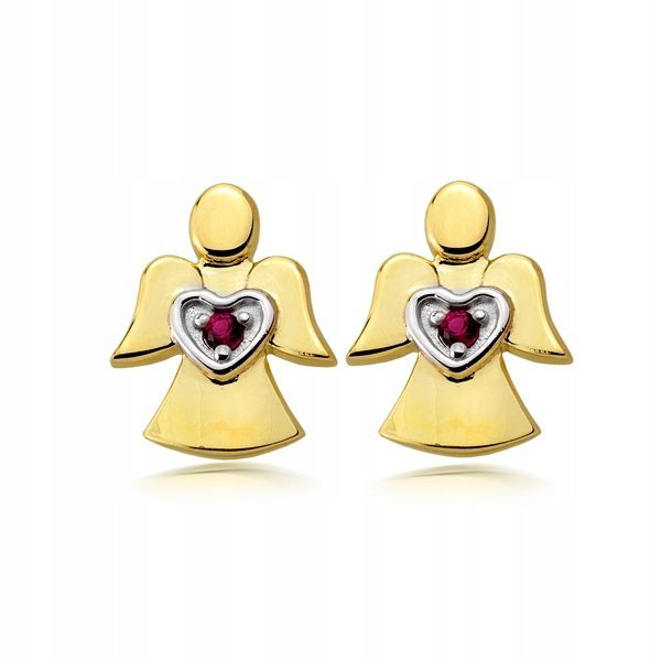 Aniołek kolczyki pozłacane AG 925