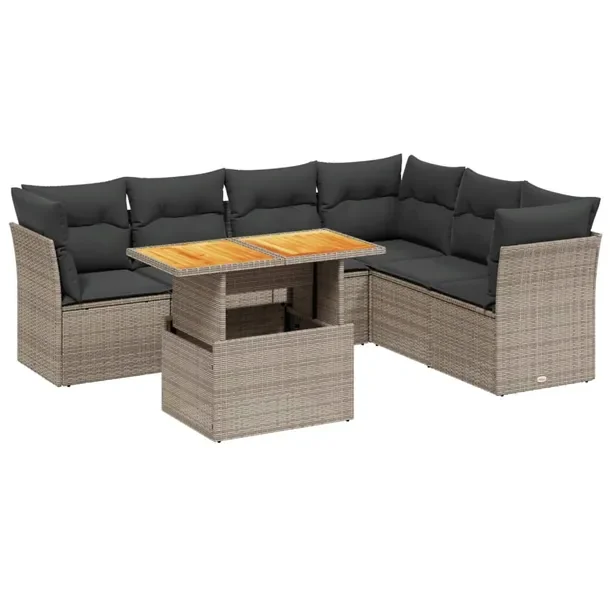 Modułowy zestaw mebli ogrodowych szary rattan PE, wymiary 62x62x69 cm, 55x