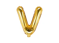 Balony i akcesoria - Party Deco Balon foliowy litera "V" złota - 35 cm FB2M-V-019 - miniaturka - grafika 1