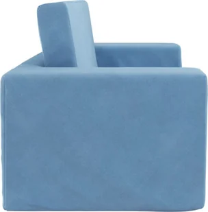 vidaXL Sofa rozkładana dla dzieci 2-osobowa niebieska Miękki plusz - Sofy i kanapy - miniaturka - grafika 1