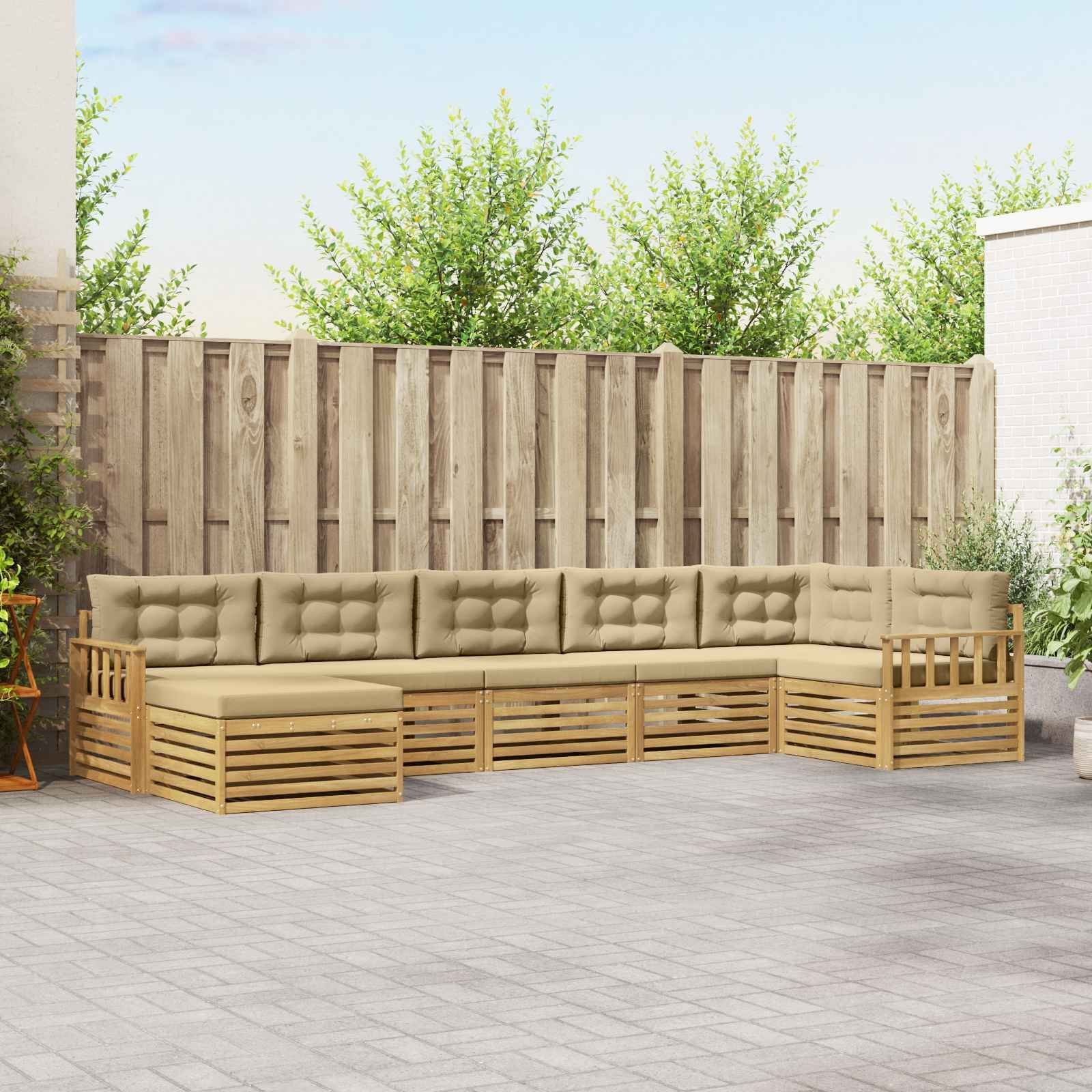vidaXL Zestaw sof na zewnątrz z poduszką 7 pcs Biały i Beżowy