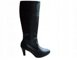 BnW Czarne kozaki ze skóry zamek słupek 8 cm - Kozaki damskie BnW Czarne kozaki ze skóry zamek słupek 8 cm - Kozaki damskie - miniaturka - grafika 1