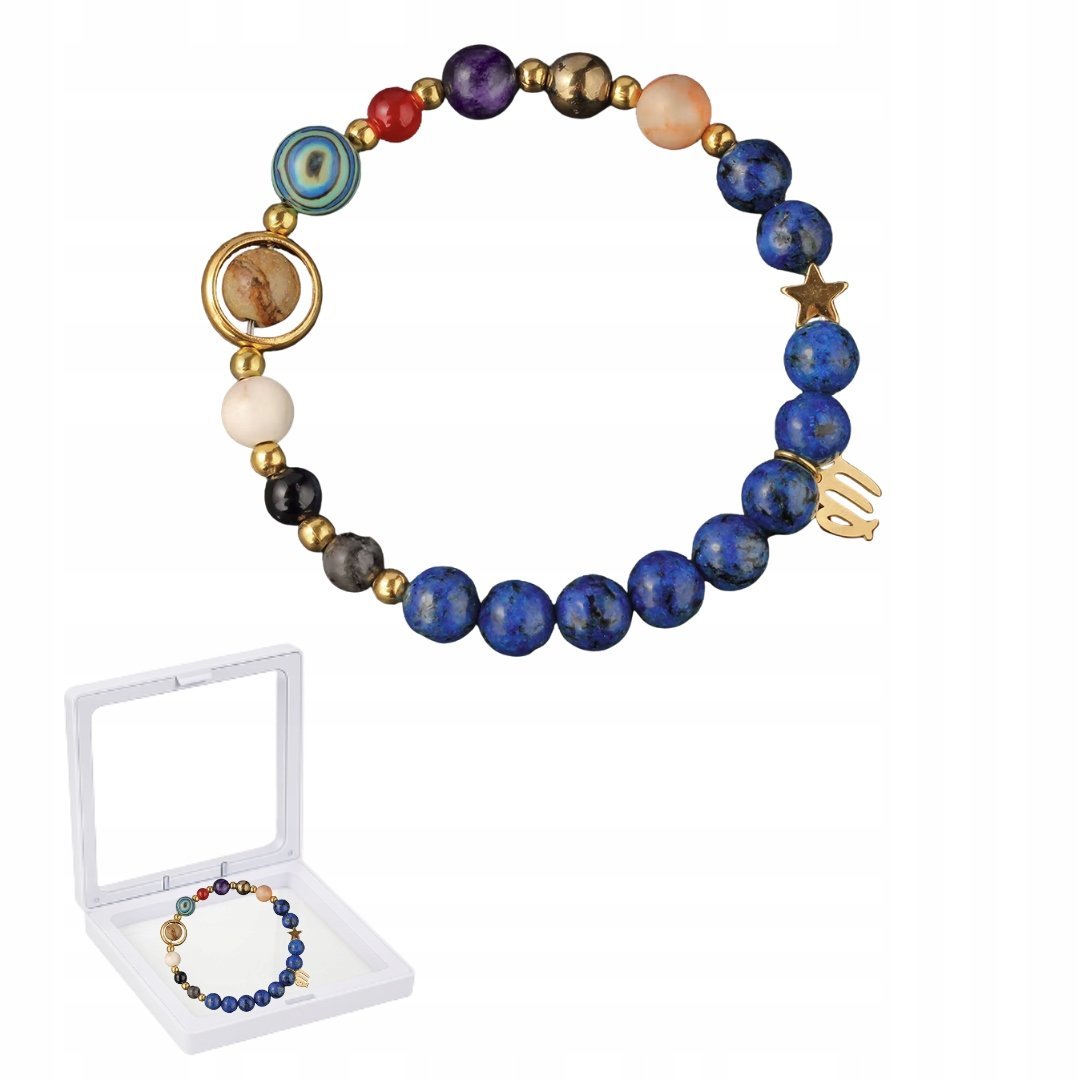 Bransoletka Zodiakalna Panna Kolorowe Koraliki Unisex Elastyczna w Pudełku