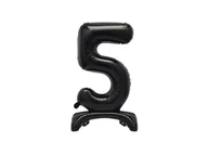 Balony i akcesoria - Balon foliowy stojący cyfra 5 czarny - 76 cm - 1szt. - miniaturka - grafika 1