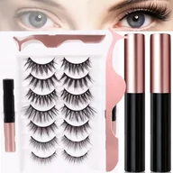 Sztuczne rzęsy i akcesoria - Rzęsy Magnetyczne 7x Długie + Pęseta + 2x Eyeliner Zestaw Mag-lash - miniaturka - grafika 1