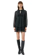 Sukienki - Koton Damska sukienka szyfonowa w kropki, z wyciętymi detalami, Black Design (9d9), 38 - miniaturka - grafika 1