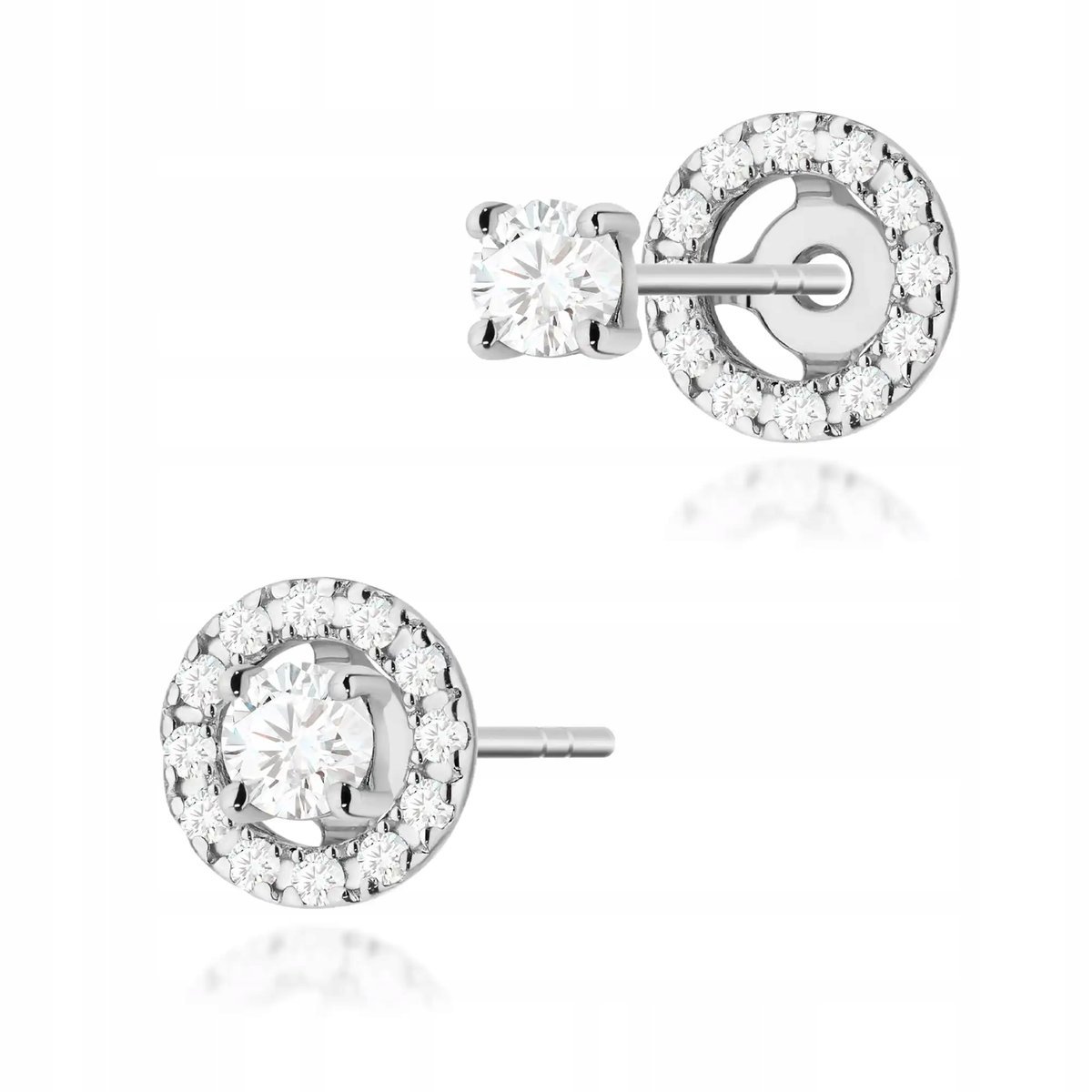 Złote kolczyki dla kobiety 585 z diamentem białe złoto modowe eleganckie