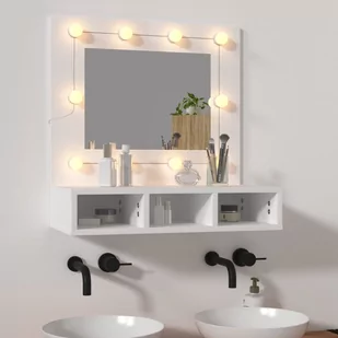 Lumarko Szafka z lustrem i oświetleniem LED, biała, 60x31,5x62 cm - Toaletki - miniaturka - grafika 1