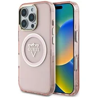 Etui i futerały do telefonów - Etui GUESS IML Metal Mountain Logo MagSafe do Apple iPhone 16 Pro Max Przezroczysto-różowy - miniaturka - grafika 1