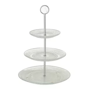 Patera Taca na ciasto piętrowa Relie 35 cm szklana - Tace i patery - miniaturka - grafika 1