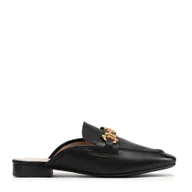 Półbuty męskie - Skórzane mokasyny z odkrytą piętą czarne - miniaturka - grafika 1