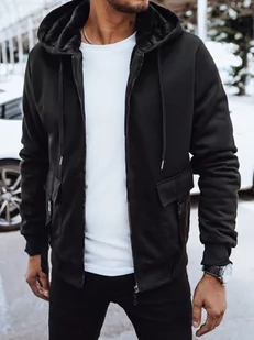 Ocieplana bluza męska rozpinana czarna Dstreet BX5623-L - Bluzy męskie - miniaturka - grafika 1