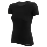 Koszulki i topy damskie - Damska koszulka termoaktywna Brubeck Women's T-Shirt SS Comfort Cotton | Black S - miniaturka - grafika 1