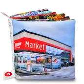 Zawieszki dla dzieci i niemowląt - Książeczka edukacyjna z miękkiego materiału dla niemowlaka, miękka książka dla niemowląt, zdjęcia regałów sklepowych, ilustracje produktów, zakupy z.. - miniaturka - grafika 1