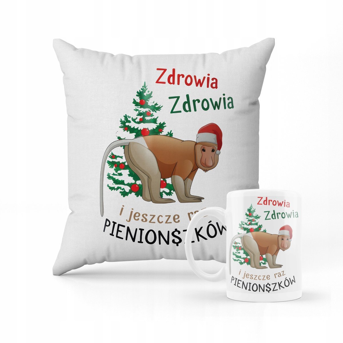 ZESTAW PODUSZKA + KUBEK śmieszny prezent na święta + IMIĘ