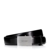 Paski - Męski pasek ze skóry z automatyczną klamrą czarny - miniaturka - grafika 1