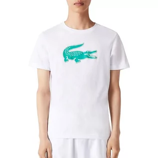 Koszulki sportowe męskie - Koszulka Lacoste Sport 3D Print Crocodile Breathable Jersey TH2042-W1J - biała - grafika 1