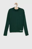 Swetry dla dziewczynek - Tommy Hilfiger sweter dziecięcy kolor zielony lekki - miniaturka - grafika 1