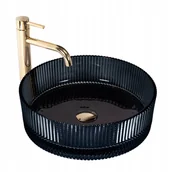 Umywalki - UMYWALKA NABLATOWA SZKLANA REA INGRID BLACK KRYSZTAŁOWA CZARNA - miniaturka - grafika 1