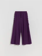 Spodnie i spodenki dla dziewczynek - Reserved - Luźne spodnie z wiązaniem - ciemnofioletowy - miniaturka - grafika 1