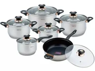 Zestawy garnków i patelni - Nowoczesny komplet garnków ze stali nierdzewnej czarne z półkami połysk Z6-G42 - miniaturka - grafika 1