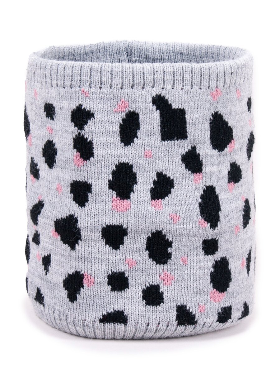 Komin Zimowy Dziewczęcy Panterka Szary S-M