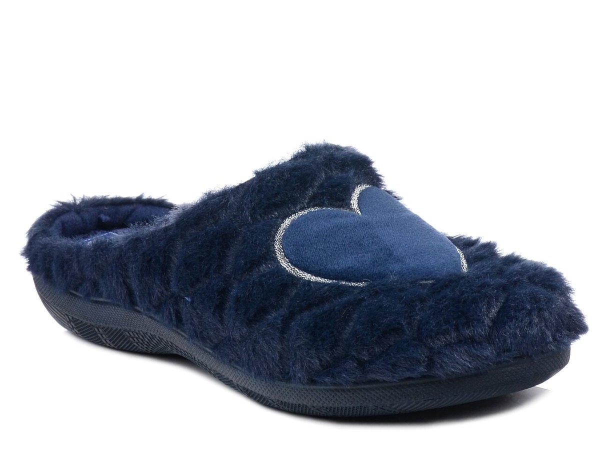 Ciepłe kapcie damskie pantofle domowe zakryte Inblu EC-99 granatowe-37