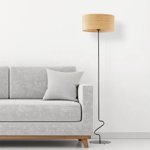 Czarna lampa podłogowa z rattanowym kloszem JERSEY BOHO - Lampy stojące - miniaturka - grafika 1