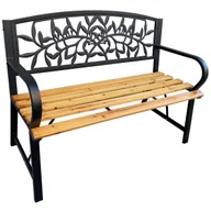 Ławki ogrodowe - Ławka ogrodowa z oparciem REO drewno 118 x 51,5 cm nogi metalowe czarna - miniaturka - grafika 1