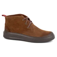 Buty trekkingowe męskie - Buty męskie skórzane Chukka KAMPOL 109/804 SW brązowe - miniaturka - grafika 1