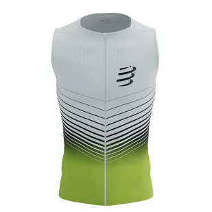 COMPRESSPORT Triathlonowa koszulka kompresyjna TRI POSTURAL TANK TOP white/primerose - Koszulki sportowe męskie - miniaturka - grafika 1