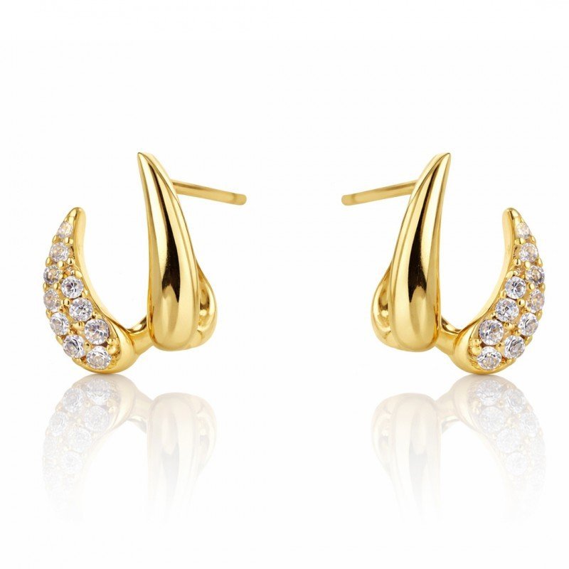 ECARLA kolczyki ze stali szlachetnej platerowanej złotem CYRKONIE KST1986