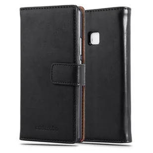 Cadorabo cador Abo  Luxury Book Style etui do Huawei P9 lite  Case Cover pokrowiec ochronny etui z funkcją stojaka i kieszeń na kartę, grafitowo-czarny DE-108617 - Etui i futerały do telefonów - miniaturka - grafika 1